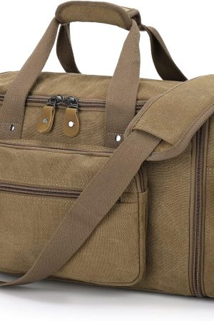 Canvas Duffle Bag for Travel 60L Duffel Overnight Weekend Bag(Coffee)